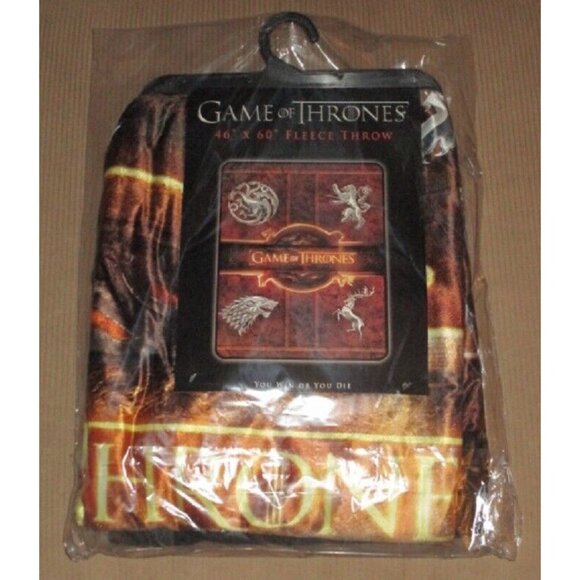 New Golden Logo Game of Thrones Smooth Fleece Gift Throw Blanket Silver Sigils - Picture 3 of 3